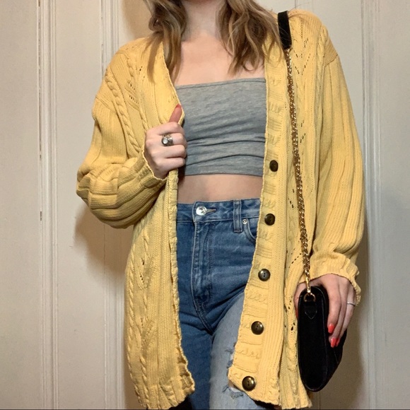 Garey Petites Sweaters - 💛VINTAGE Mustard Button-up Cardigan